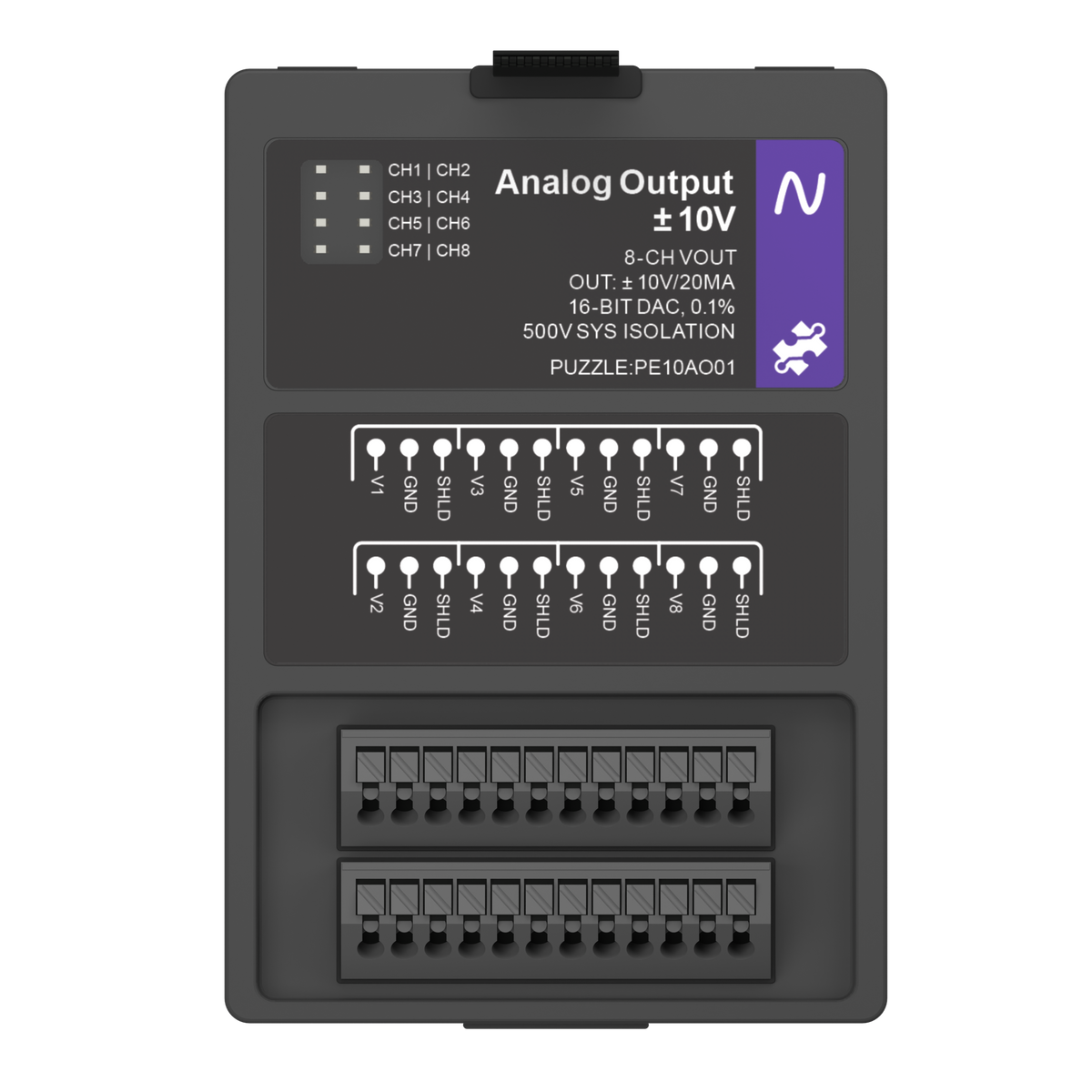 Analog Output: ±10 V, top view