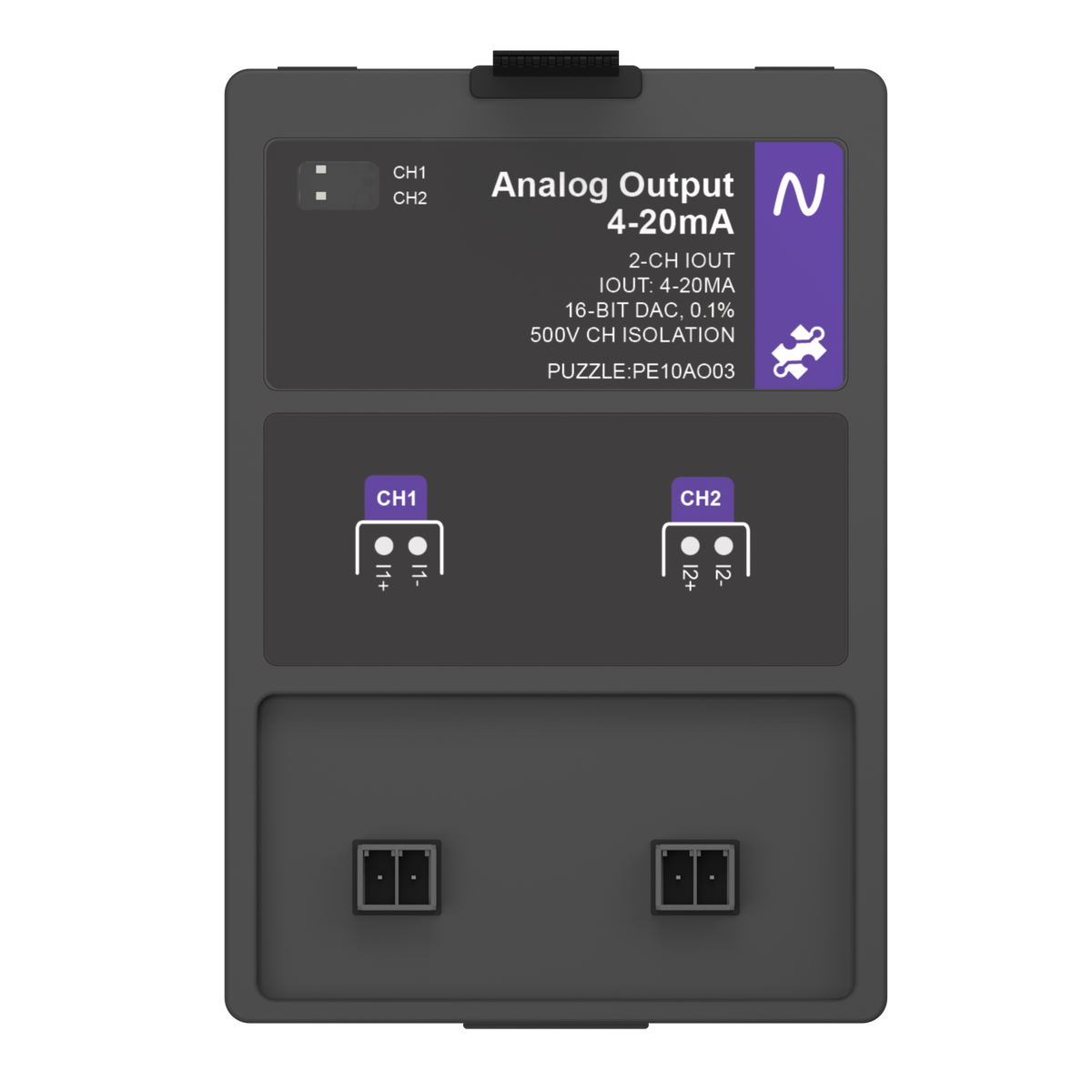 Analog Output: 4-20 mA, top view